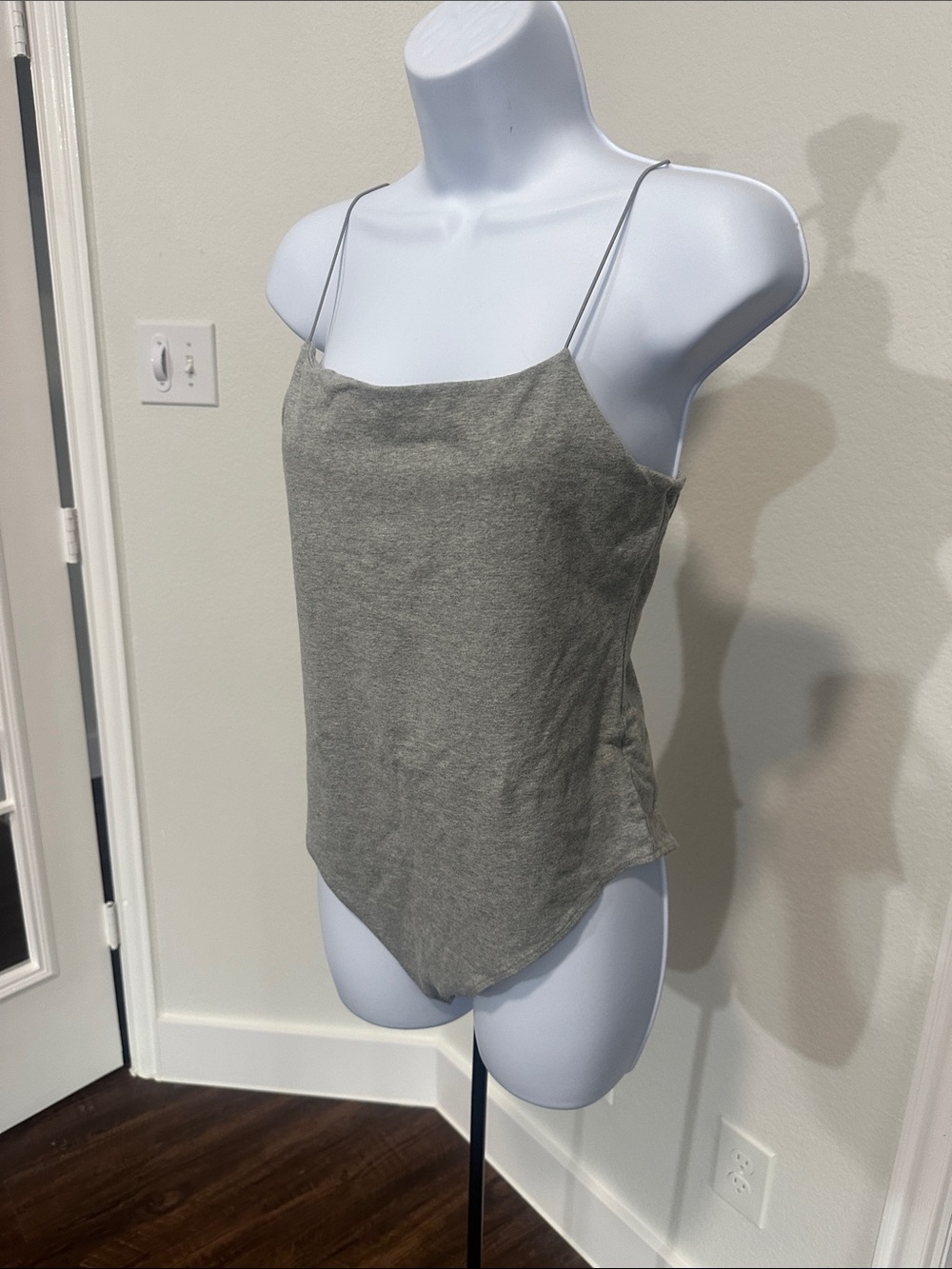 wild fable Gray Spaghetti-Strap Square Neck Bodysuit